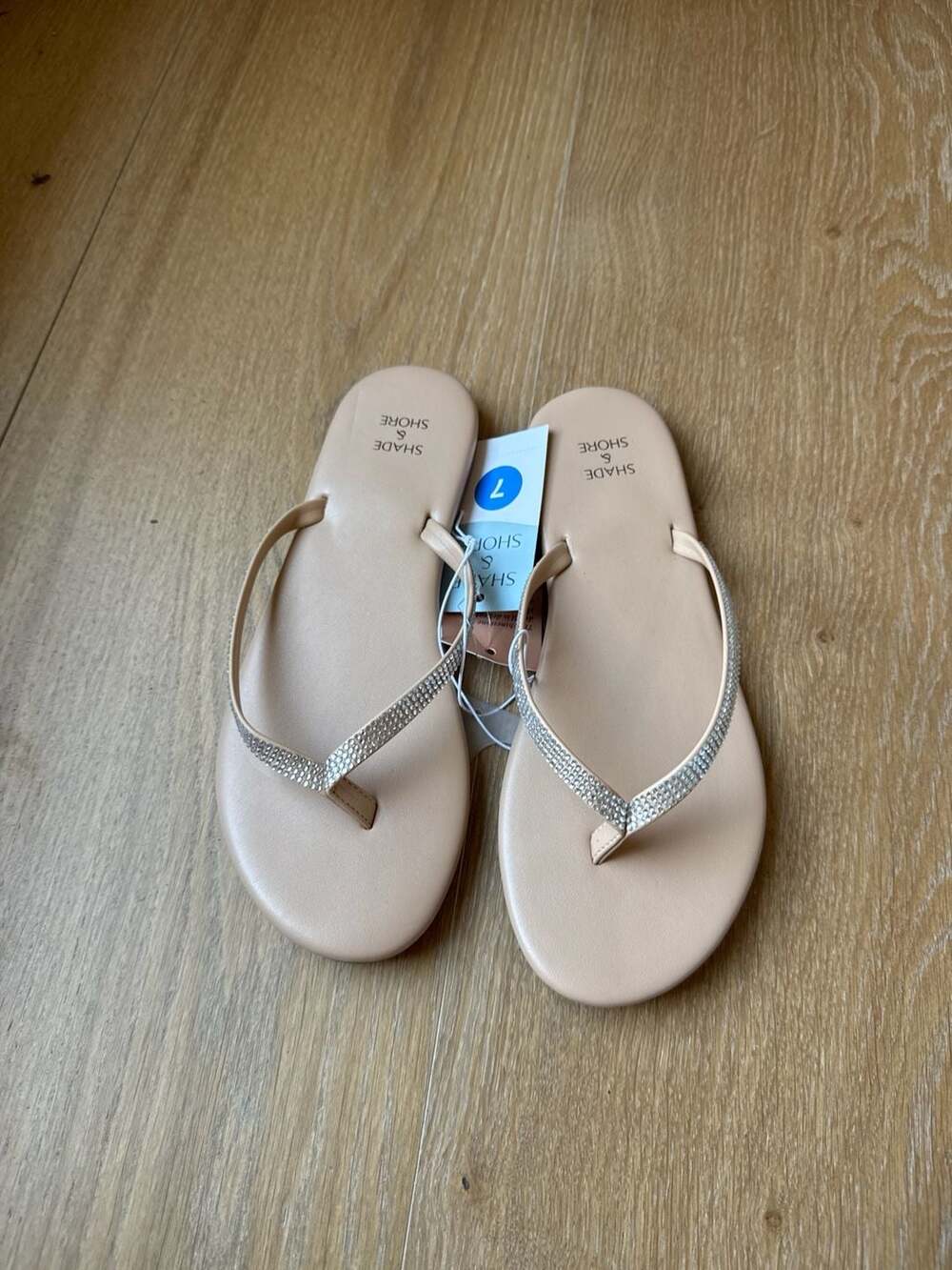 Women's Shade & Shore Cali Rhinestone Flip Flop Sandals - Beige